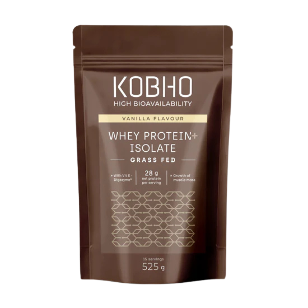 KOBHO PROTEÍNA WHEY AISLADA SABOR CACAO O VAINILLA 525G 15 DOSIS