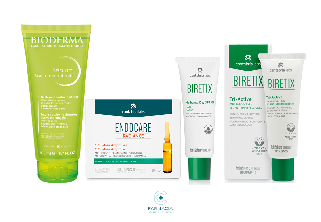 -Para Piel Adulta con Acné-farmacia cruz cubierta-beauty box, Bioderma, Bioderma Sebium, Biretix, crema de día + solar, Endocare, piel adulta, Piel con Acné, piel grasa-Farmacia Cruz Cubierta