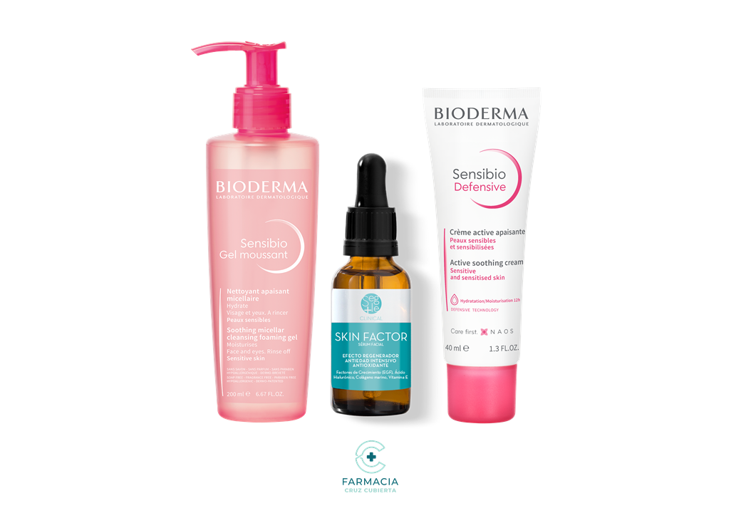 -Cuidados para Piel Reactiva-farmacia cruz cubierta-antiedad,beauty box,Bioderma,Bioderma Sensibio,Crema de día,piel adulta,piel grasa,piel joven,piel normal,piel seca,piel sensible,Segle,Skin Factor-Farmacia Cruz Cubierta