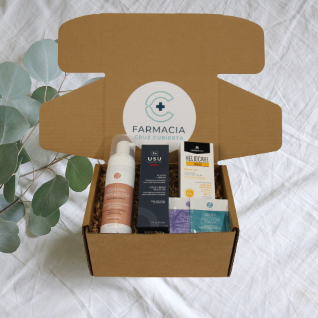 -Cuidado Masculino-farmacia cruz cubierta-beauty box, Espuma limpiadora, Heliocare, piel adulta, piel grasa, piel joven, piel madura, piel normal, piel seca, Segle, Sérum, Usu-Farmacia Cruz Cubierta