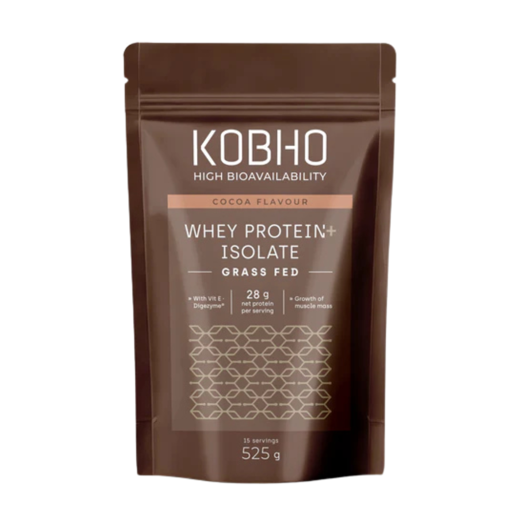 KOBHO PROTEÍNA WHEY AISLADA SABOR CACAO O VAINILLA 525G 15 DOSIS